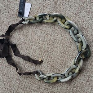 New with Tag JCrew Lucite link grey green marble necklace